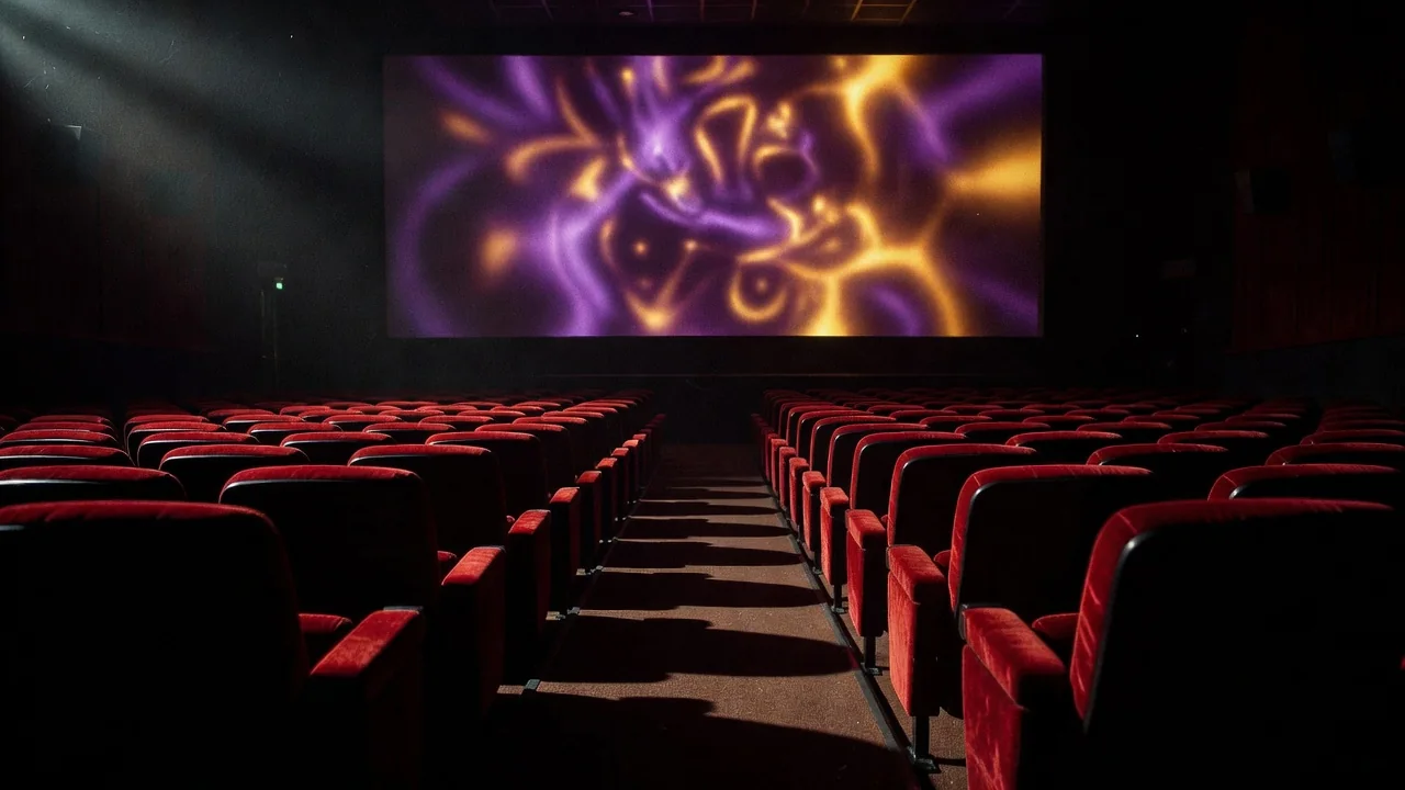 Espectadores en una sala de cine de barrio viendo una película con atención compartida